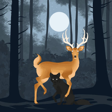 RDR2 - Deer & Wolf - Fan Art
